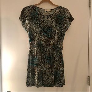 Teal cheetah print mini dress